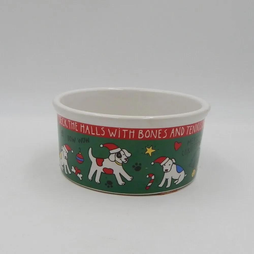 Deck The Halls Doggy Puppy Christmas Riviera Van Beers Signature Pet Bowl